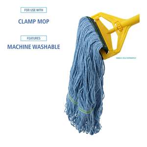 Cabezal de Mopa Manual Boardwalk BWK402BL con Cesta de Plástico, Fibra de Algodón/Rayón, Azul-Mediano, Rectangular, Mango para Limpieza del Hogar, 12/Caja - Product Image 2