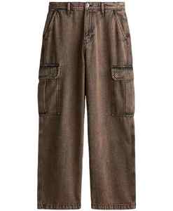 Jeans Cargo Rectos para Hombre, Corte Slim Fit, Pantalones de Mezclilla Casuales, Estilo Harem, Moda Urbana, Lavado Retro - Product Image 1