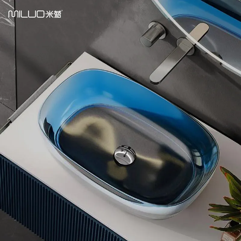 洗面台M206クリスタル樹脂固体表面バスルームシンクカウンタートップ
