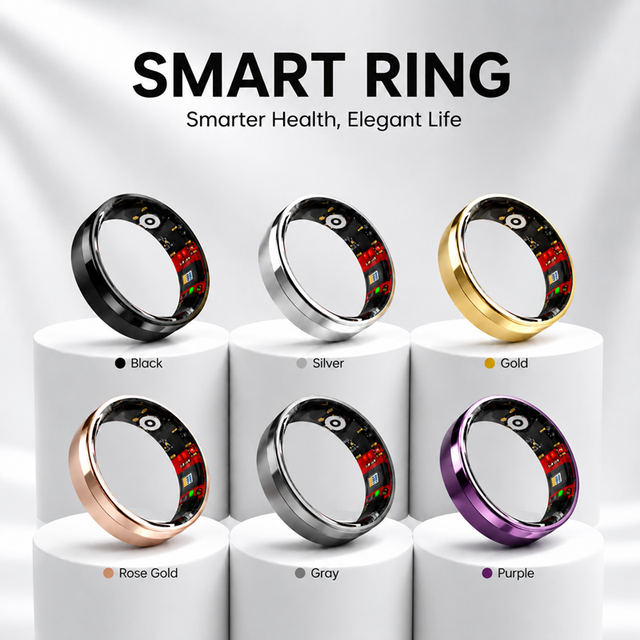 Smart Health Ring Multiple Exercise Modes Fitness Tracker Sleep Monitoring Remote Control Stainless Steel IP68 Waterproof