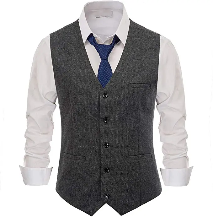Wholesale Cotton Elegant Customization Grey Color Dress Men's Suit Vests For Men