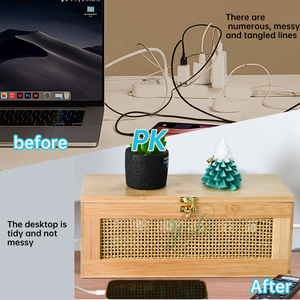 กล่องไม้ไผ่วางโต๊ะพร้อมฝาปิด, กล่องจัดระเบียบสายไฟ - Product Image 6
