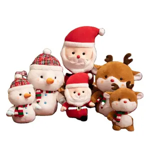 Wholesale Custom 25/38cm Christmas Series Santa Claus Deer Snowman Plush Toy Stuffed Soft Lovely Elk Birthday Xmas Gift For Kids