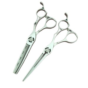 Tijeras de peluquería MIS de 6 pulgadas, tijeras de entresacar de acero inoxidable con mango largo, estilo personalizado, tijeras planas - Product Image 2