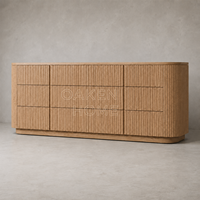 Commode à 9 tiroirs en chêne et noyer rainuré, style moderne et luxueux, pour chambre à coucher ou salon, meuble de rangement latéral pour la maison
