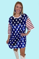 Robes pour femmes personnalisées, bleu patriotique, à paillettes, avec drapeau, lavables, de luxe, pour la fête de l'indépendance, robes à paillettes sexy pour femmes