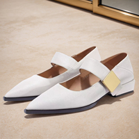 GRECCA – Ballerines élégantes et tendance pour femme en cuir véritable, à bout pointu, souples, résistantes à l'usure et antidérapantes