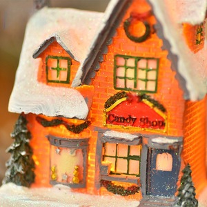 Christmas Resin Miniature House Led Lighting Indoor Decoration 3-3.9in Matte Finish Living Room Ornament - Product Image 4