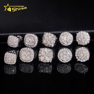 Spedizione Rapida, Disponibilità Locale, Orecchini in <span class=keywords><strong>Argento</strong></span> <span class=keywords><strong>925</strong></span> con Moissanite VVS Certificata GRA, Stile Hip Hop con Chiusura a Vite - Product Image 2