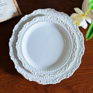 Châu Âu dập nổi thiết kế cổ điển trắng gốm bữa ăn tối tấm thiết lập trang trí đám cưới tấm thiết lập bảng trắng tấm cho tổ chức sự kiện - Product Image 2