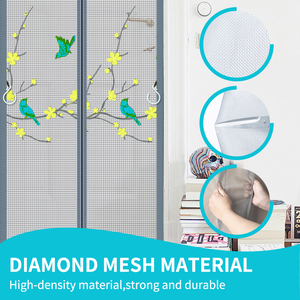 Moustiquaire magnétique en maille diamantée anti-rayures avec aimants renforcés, rideau en maille robuste pour animaux domestiques et enfants, fermeture automatique - Product Image 2