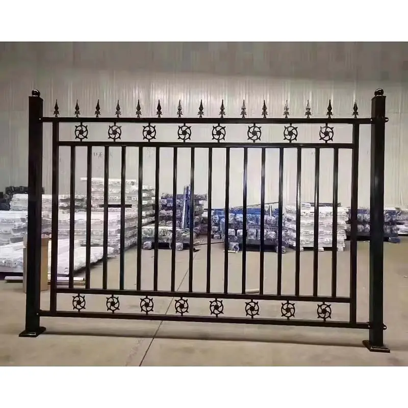 Factory supply custom outdoor cutting edge metal iron fence black powder coated steel aluminum fence Steel Mesh Fence