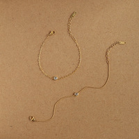 Bracelet en acier inoxydable plaqué or, zircon, tendance, minimaliste, élégant, résistant à l'eau, pour femmes, vente en gros