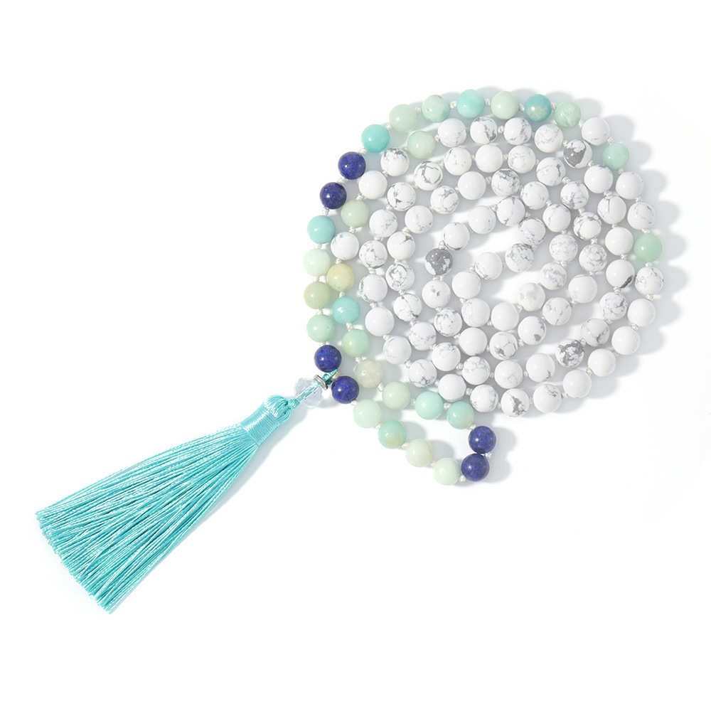 Großhandel Islam 8mm Gebets perlen Islamische Halsketten Mala 108 Rosenkranz Natürliche Howlite Meditation Heil armband Muslim Tasbih
