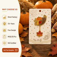 Broche Feuille d'érable Cornucopia en émail souple 2D imprimée UV, Pendentif Récolte avec chaîne dorée, Bijoux de Thanksgiving, Broches personnalisées en gros