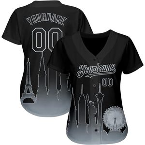 Camiseta de béisbol personalizada con botones y estampado del horizonte de la ciudad para hombres, mujeres, jóvenes, unisex, transpirable, deportiva - Product Image 3