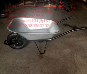 Precio barato 4,00-8 Carro de jardín de ruedas de aire WB6400 Bandeja galvanizada Carretilla de construcción Carretilla Cómodo Carro de carretilla - Product Image 4