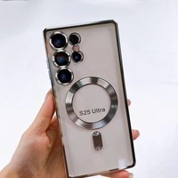 Étui de téléphone magnétique antichoc en TPU souple transparent électroplaqué pour Samsung Galaxy S26 S25 S24 S23 S22 Ultra A07 A17 A57 A16 A56 A37