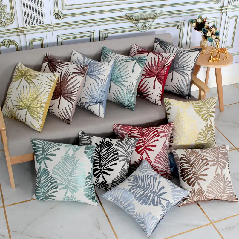 Modern decorative jacquard for home decor cushion white plain Korean style print for sofa jacquard throw pillow covers