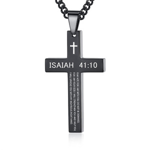 Cruz bíblica basada en la fe <span class=keywords><strong>de</strong></span> acero inoxidable Unisex Simple religioso fino moda geométrica hombres colgante collar joyería al por mayor - Product Image 4