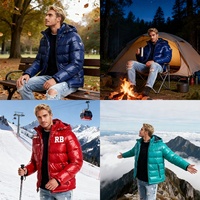 Manteau Doudoune Léger à Capuche Homme « Rainbow Spray » Marque Tendance, Blouson Bomber Hiver Coupe-Vent Imperméable Homme, Logo Personnalisé