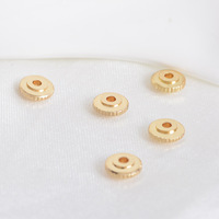 Bracelet de bricolage à petits trous, perles en or véritable 18K, Roulette en forme d'ovni, entretoise lisse, motif de dent géante, perles d'espacement, vente en gros