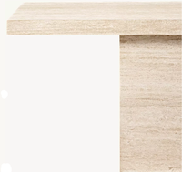 Console moderne de luxe en travertin, table minimaliste en pierre beige, meuble artisanal pour salon, villa, entrée, couloir, hall d'entrée