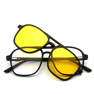 Lunettes de soleil polarisées carrées UV400 5-en-1 à clip magnétique pour hommes et femmes, idéales pour la conduite - Vente en gros - Product Image 4