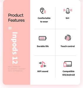 2020 macaron TWS I12 Auriculares Bluetooth Inpods 12 en couleur <span class=keywords><strong>blanche</strong></span> écouteur Inpods12 - Product Image 3