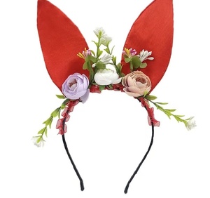 Fascia per capelli con coniglietto di pasqua colorata con orecchie da coniglietto a forma di fiore falso - Product Image 2