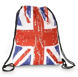 高品质定制运动绳包英国国旗拉绳背包可调轻质健身手提袋舞蹈