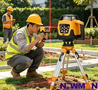 Niveau laser rotatif auto-nivelant NEWMAN avec récepteur, laser rotatif haute précision pour la construction, le nivellement et la mise en plan des terrains