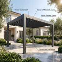 Abri extérieur à toit rigide, imperméable, résistant aux intempéries, écologique, coupe-vent, pergola en acier pour les fournisseurs de projets en gros