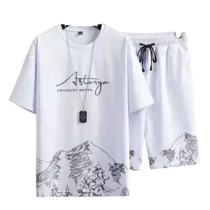 ชุดกีฬาสองชิ้นระบายอากาศได้ดีสไตล์<span class=keywords><strong>เกาหลี</strong></span>ทรงสลิมฟิตไซส์ใหญ่พิเศษฤดูร้อนพิมพ์ลายภูเขาหิมะแฟชั่นอินเทรนด์ - Product Image 3