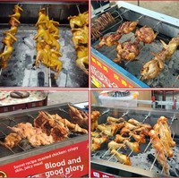 Four à poulet rôti commercial rotatif pour ailes et cuisses, au charbon et au gaz, garantie 1 an