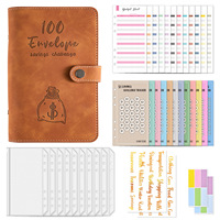 Couverture en cuir souple de luxe A6 100 enveloppe économies défi classeur ensemble planificateur budget classeur avec enveloppes en espèces pour les étudiants