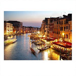 Panel de lienzo con diseño de paisaje urbano de Venecia impreso, decoración de pared colgante elegante, regalo, 1 pieza, enmarcado transparente - Product Image 1