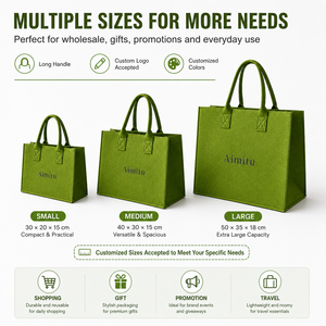 <span class=keywords><strong>Bolsa</strong></span> de Fieltro Ecológica de Gran Capacidad, para Compras, Viajes, Regalos, con Logotipo Personalizado Bordado, al por Mayor - Product Image 4