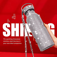 Bouteille d'eau sport étincelante Bouteille thermique isolée en acier inoxydable avec strass bling