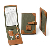 Dompet Kartu Skor Golf Kanvas Gaya Vintage Berkualitas Tinggi Buatan Pabrik, Dilengkapi Kancing, Tempat Pensil, Dompet Koin, dan Pelindung RFID