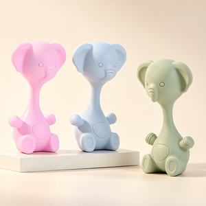 Giocattolo Sonaglino <span class=keywords><strong>in</strong></span> Silicone Morbido a Forma di <span class=keywords><strong>Elefante</strong></span> Senza BPA per la Dentizione dei Neonati - Product Image 1