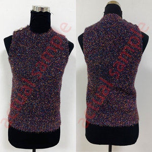 Débardeur Métallique Brillant pour Femme, Tricoté Scintillant avec Boutons Strass aux Épaules, <span class=keywords><strong>Pull</strong></span> Sans Manches Scintillant pour Soirée - Product Image 6
