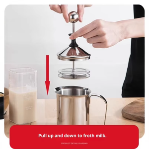 Máy tạo bọt bằng tay Máy tạo bọt thủ công Thép không gỉ thân thiện với môi trường Dung tích 400/800cc để sử dụng tại nhà Thiết kế tiện dụng Nhẹ - Product Image 3