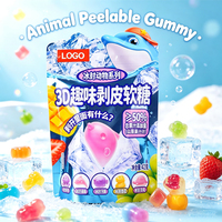 Snoepgoed groothandel OEM/ODM op maat privélabel 3D dierenvormig afpelbaar gummy snoep fruit smaak snoepjes