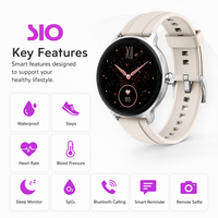 Montre connectée ronde 36/40 mm en alliage d'aluminium, appels, moniteur de fréquence cardiaque et de sommeil, compatible iOS, vente en gros, rose et bleu