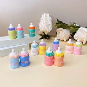 Miniature <b>Resin</b> Baby Bottle Ornament 3D Glossy Milk Pattern Home Decoration Accessory Round Plastic <b>Resin</b> <b>Craft</b> - Product Image 1