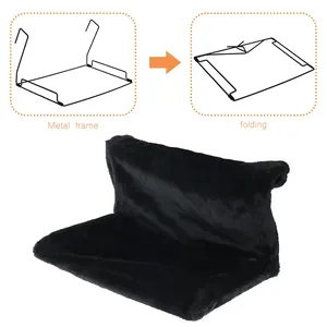 Lit chauffant de luxe pour <span class=keywords><strong>chat</strong></span> en peluche avec cadre en métal – Conception de hamac suspendu en forme de panier - Product Image 2