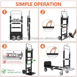 Chariot de <span class=keywords><strong>transport</strong></span> pliable 2-en-1 en alliage, convertible, à plateforme, robuste, grande capacité, en acier et aluminium - Product Image 3