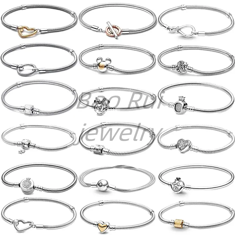 S925 Sterling Silver High-Quality 1:1 Fit Pandoraer Bracelet Diy String Classic Style Crown Love Lady Jewelry Gift