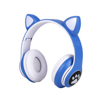 Headphone Nirkabel LED Telinga Kucing Berkualitas Tinggi, Bass Berat, Tahan Air IPX-4, Desain Lipat, Warna Dapat Disesuaikan
